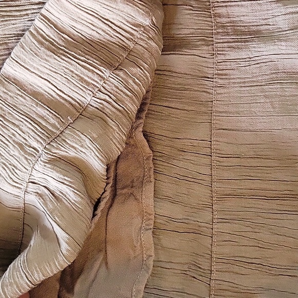 Abercrombie & Fitch Crinkle Texture Wide Leg High Rise Waist Pants Tan Brown LG - Picture 8 of 12